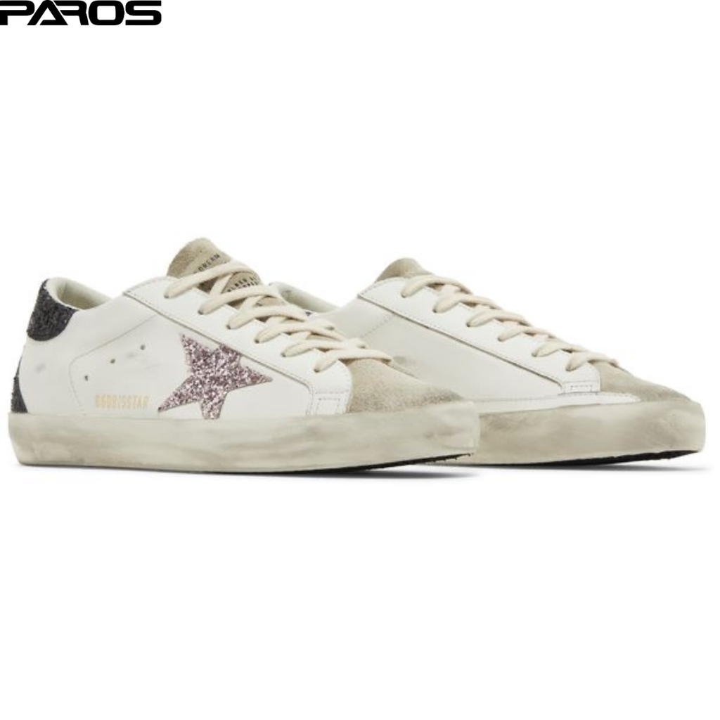 Golden Goose Super-Star - White / Mauve Pink Glitter