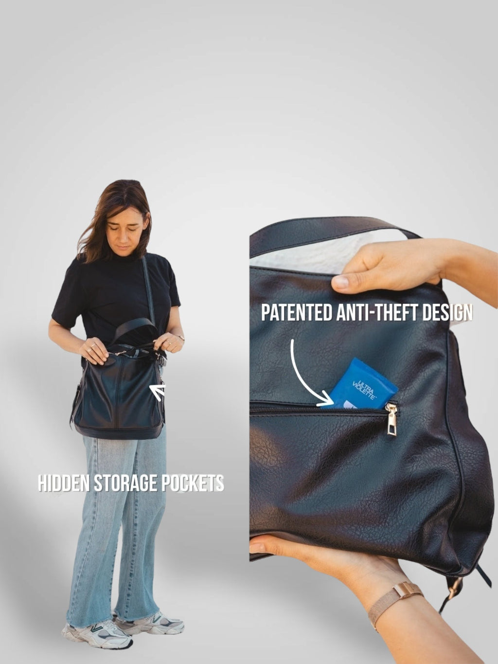 Souf | Sac hobo antivol en cuir de luxe