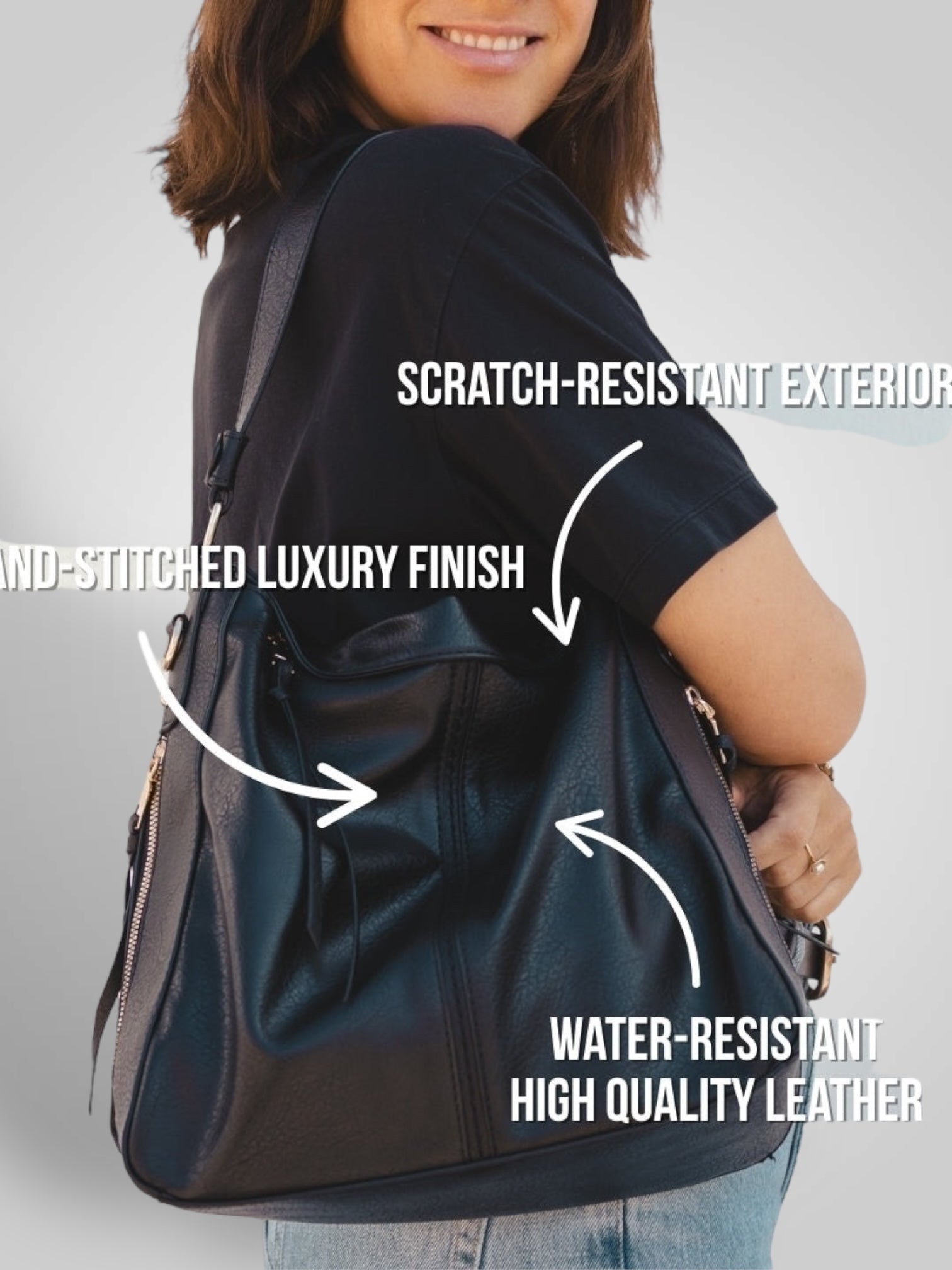 Souf | Sac hobo antivol en cuir de luxe