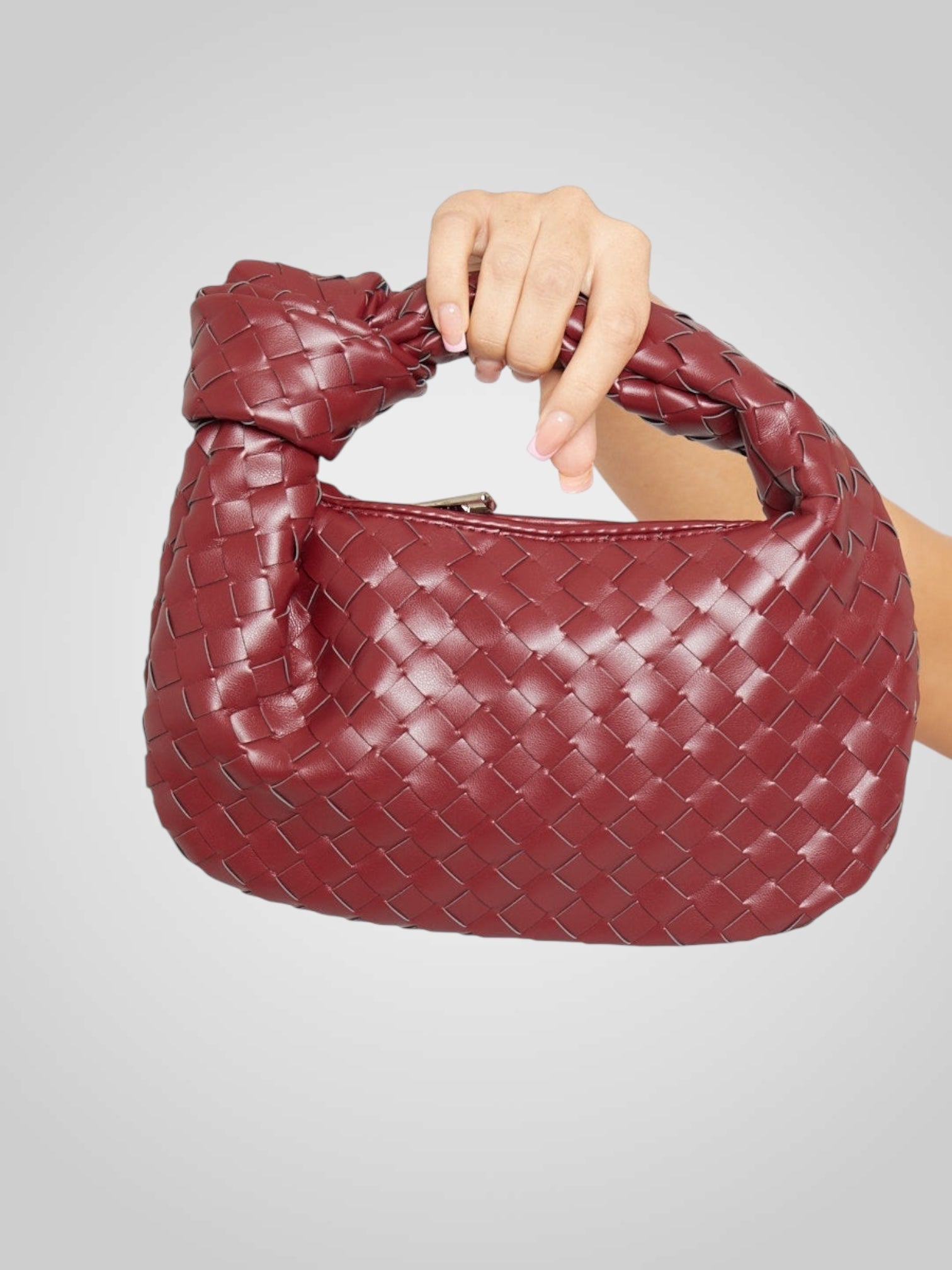 Aura | Mini-Sac avec Anse Tressée en Éco-Cuir Lie-de-Vin