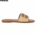 Miu Miu Raffia-Effect Woven Fabric Slides - Natural