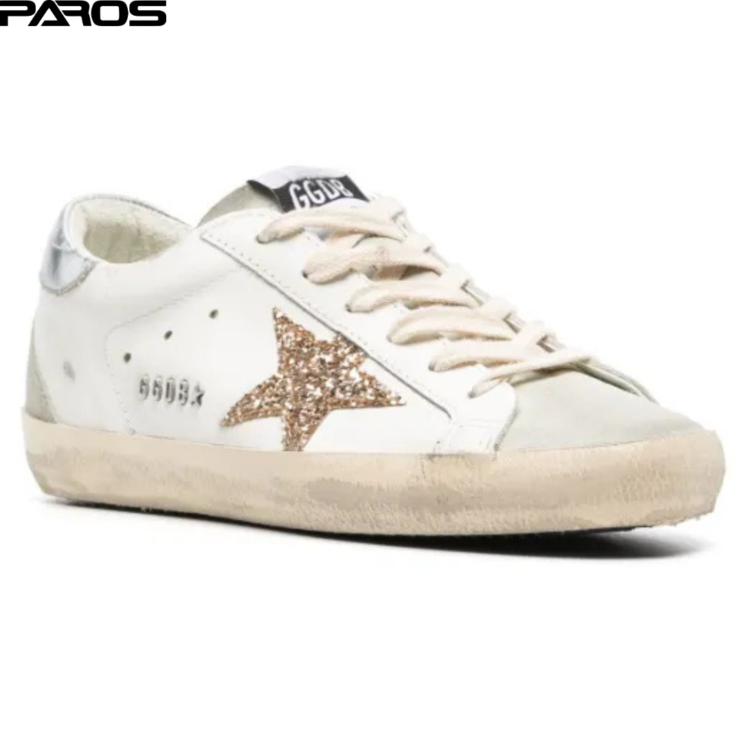 Golden Goose Super-Star - White / Gold Glitter / Ice Gray