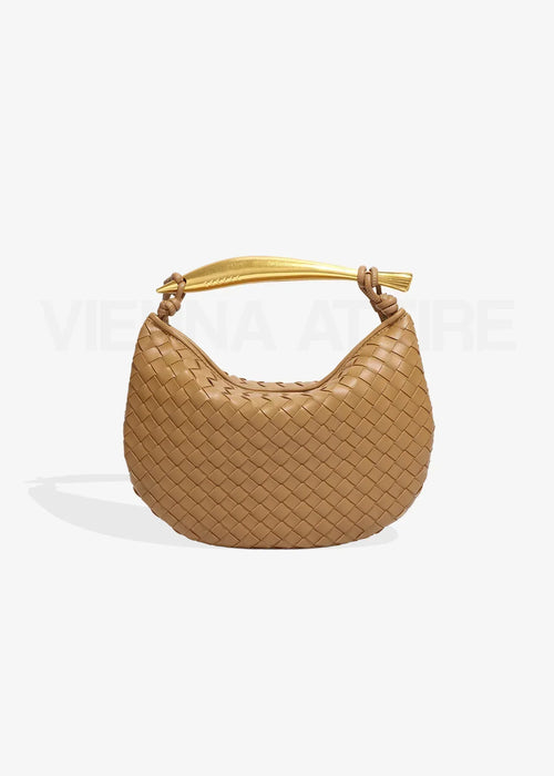Alexandra – Sac tissé à anse dorée
