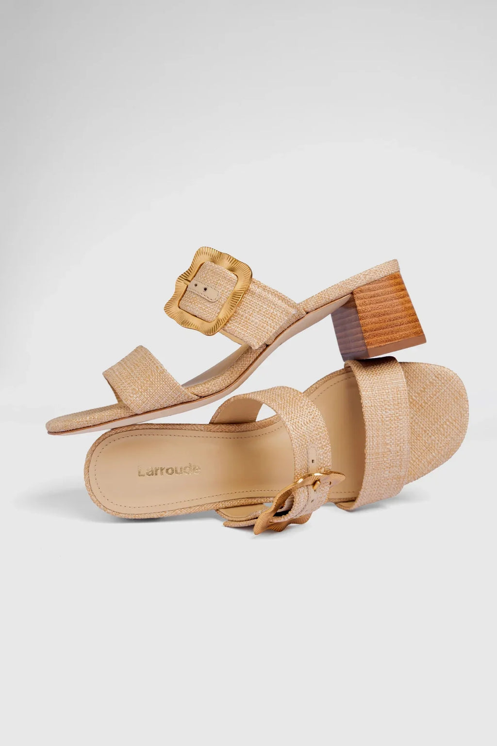 Larroudé Maria Sandal - Beige Raffia
