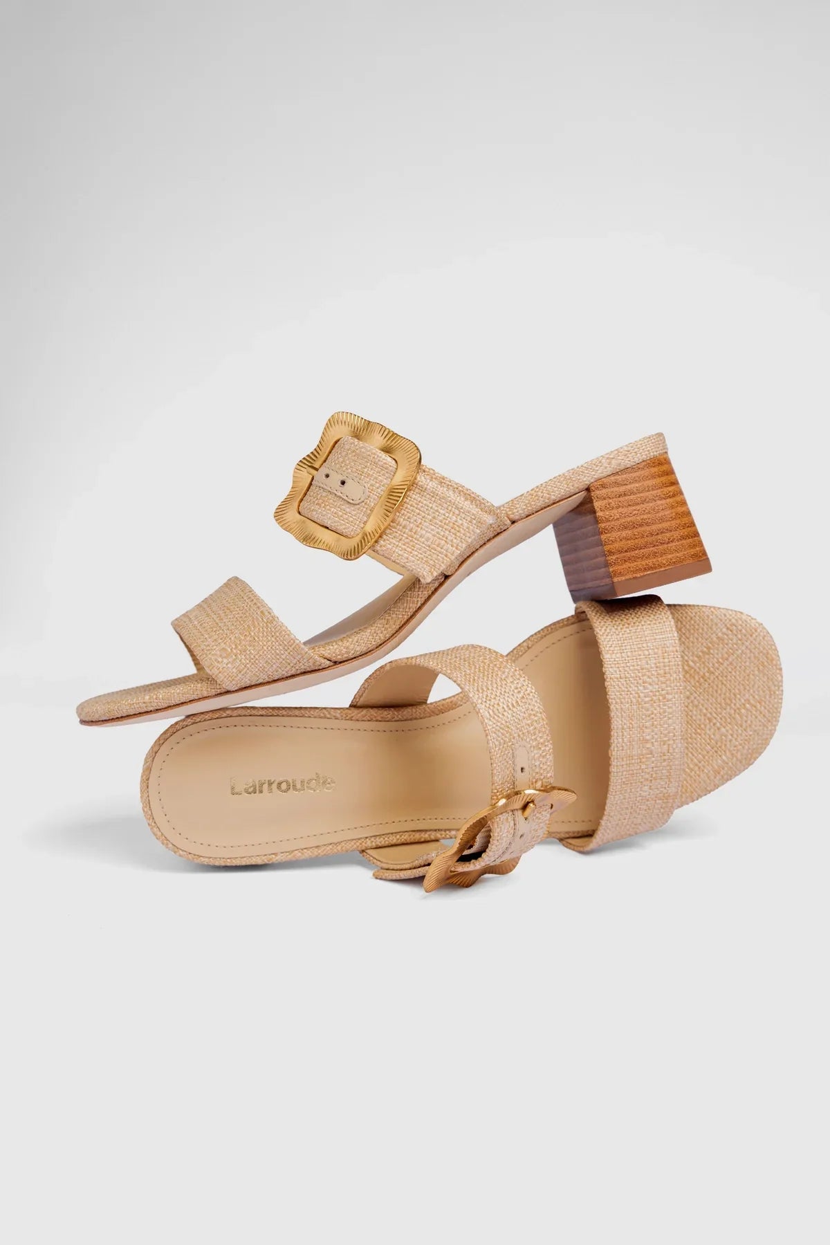 Larroudé Maria Sandal - Beige Raffia