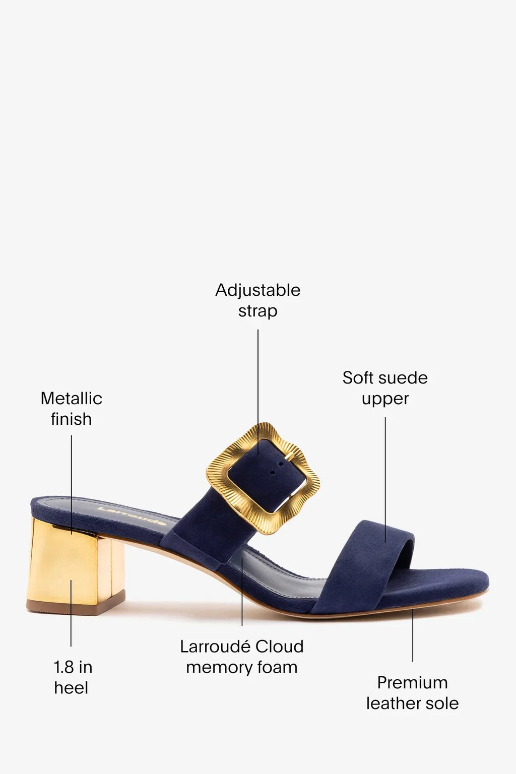 Larroudé Maria Sandal - Navy Suede