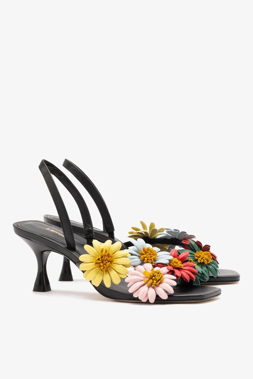 Larroudé Fiore Sandal - Black Leather