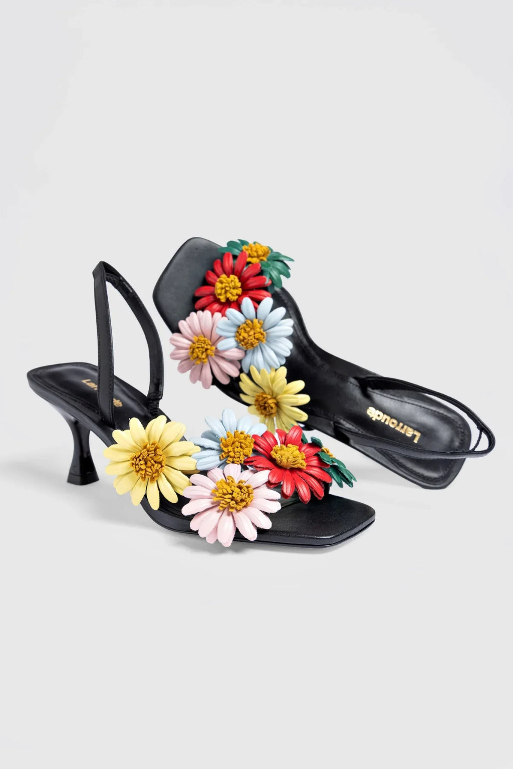 Larroudé Fiore Sandal - Black Leather