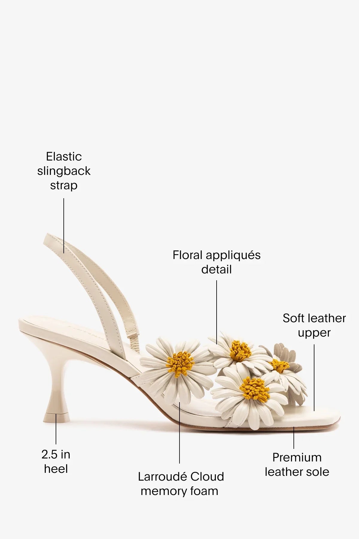 Larroudé Fiore Sandal - Ivory Leather