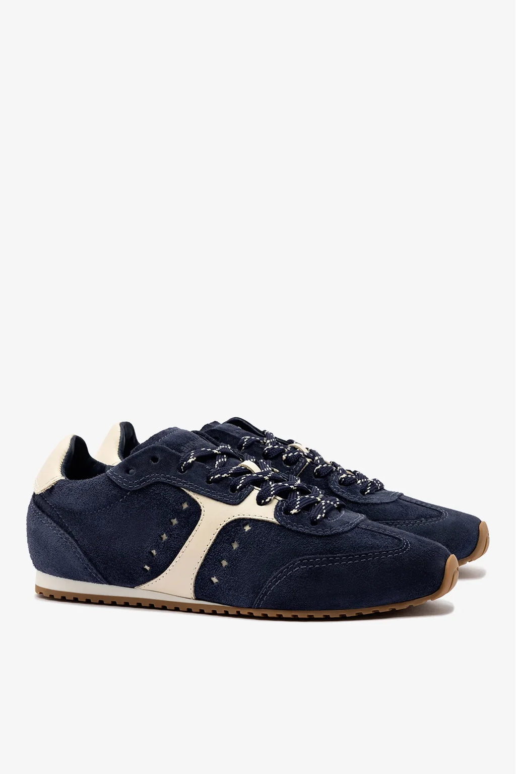 Larroudé Stella Sneaker - Navy Suede / Ivory