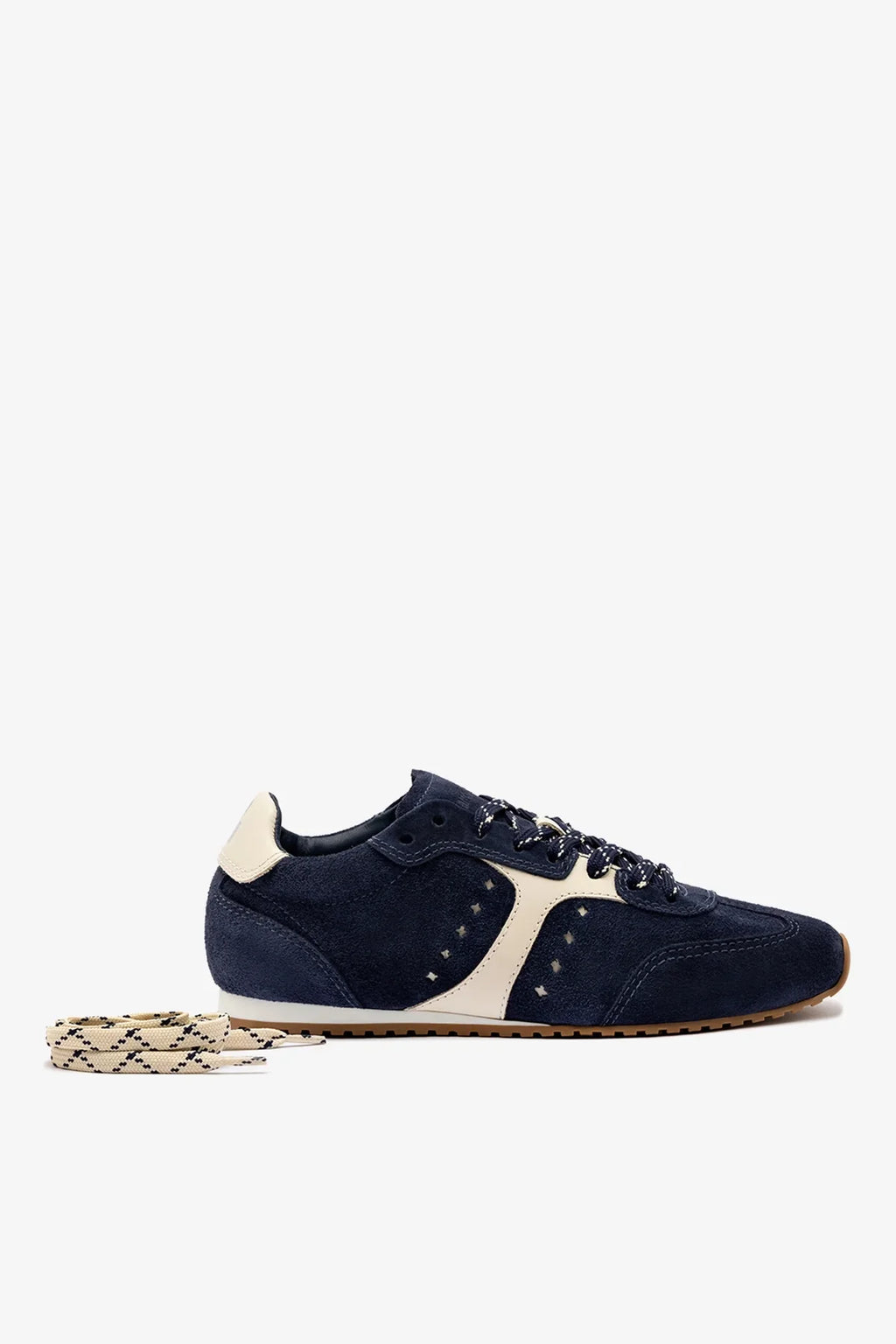 Larroudé Stella Sneaker - Navy Suede / Ivory