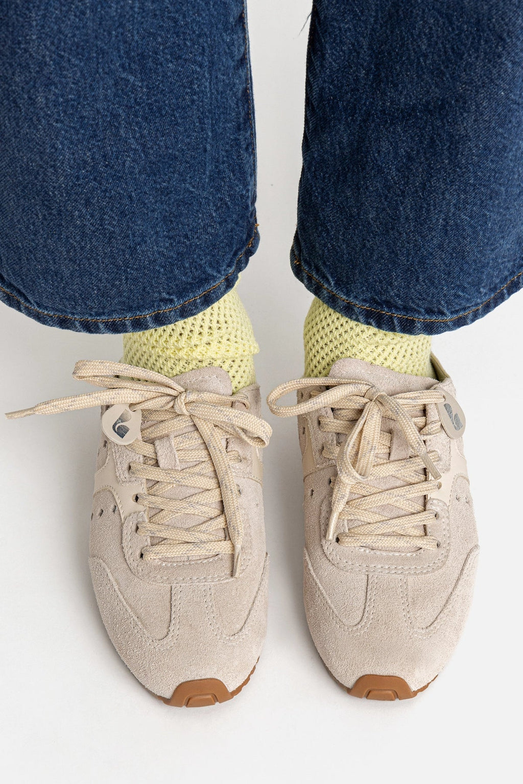 Larroudé Stella Sneaker - Mushroom Grey Suede / Ivory