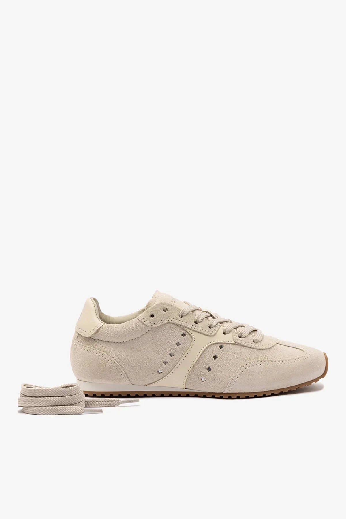 Larroudé Stella Sneaker - Mushroom Grey Suede / Ivory