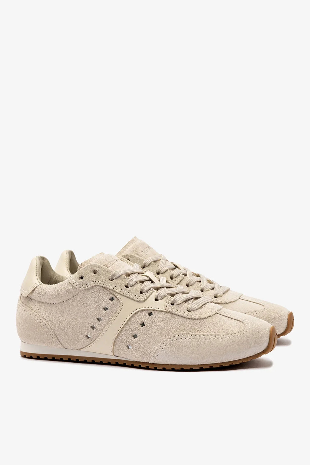 Larroudé Stella Sneaker - Mushroom Grey Suede / Ivory