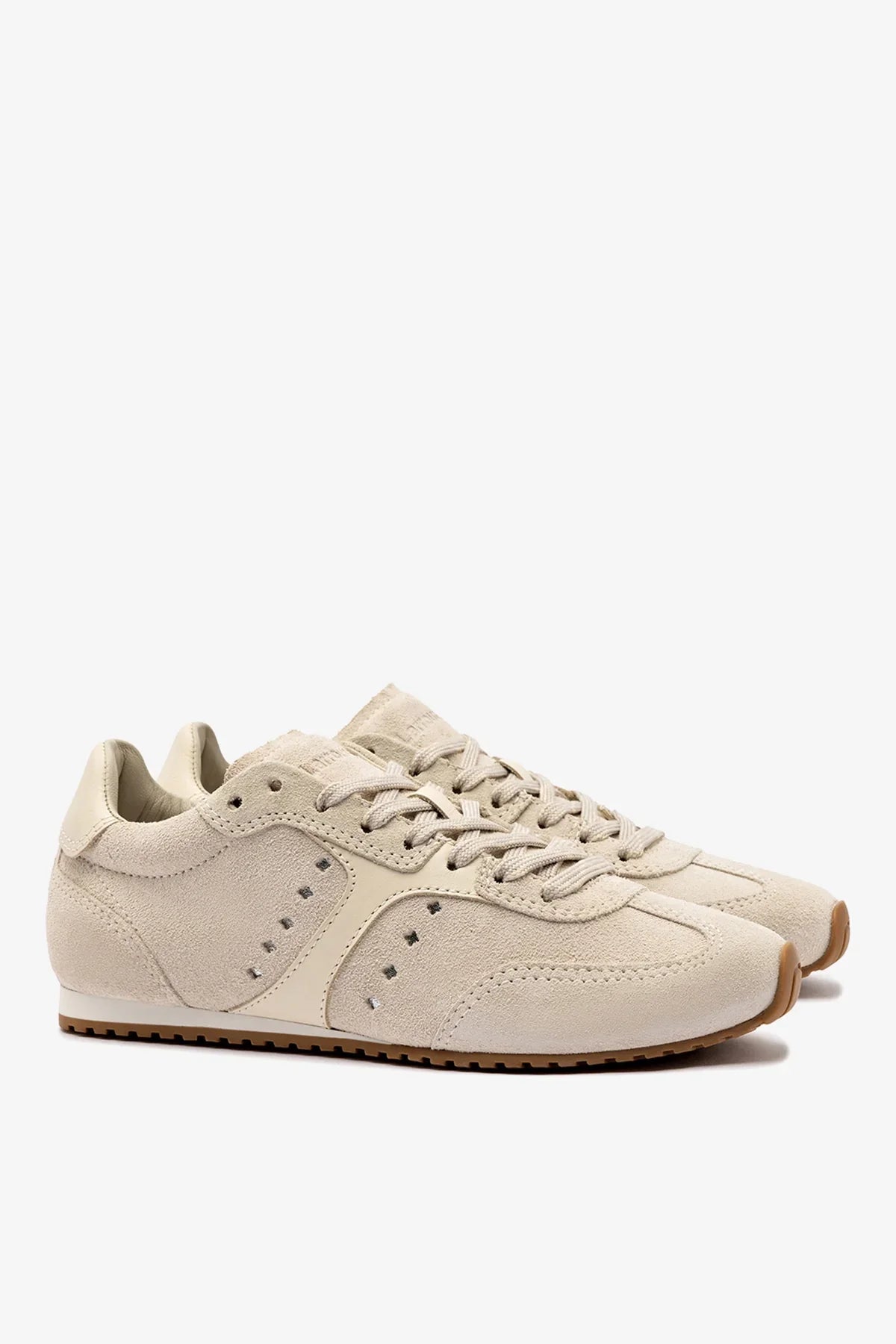 Larroudé Stella Sneaker - Mushroom Grey Suede / Ivory