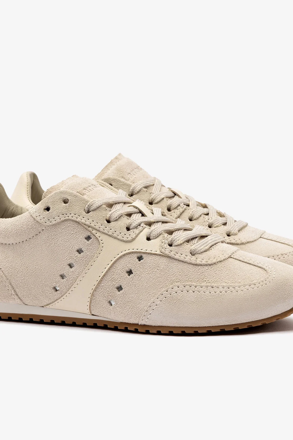 Larroudé Stella Sneaker - Mushroom Grey Suede / Ivory