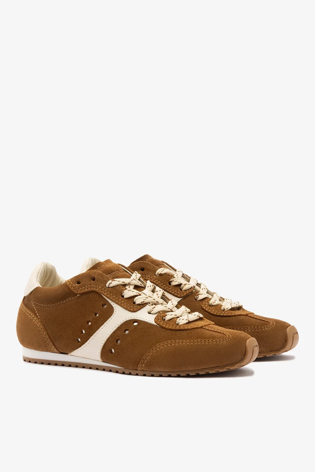 Larroudé Stella Sneaker - Russet Suede / Ivory