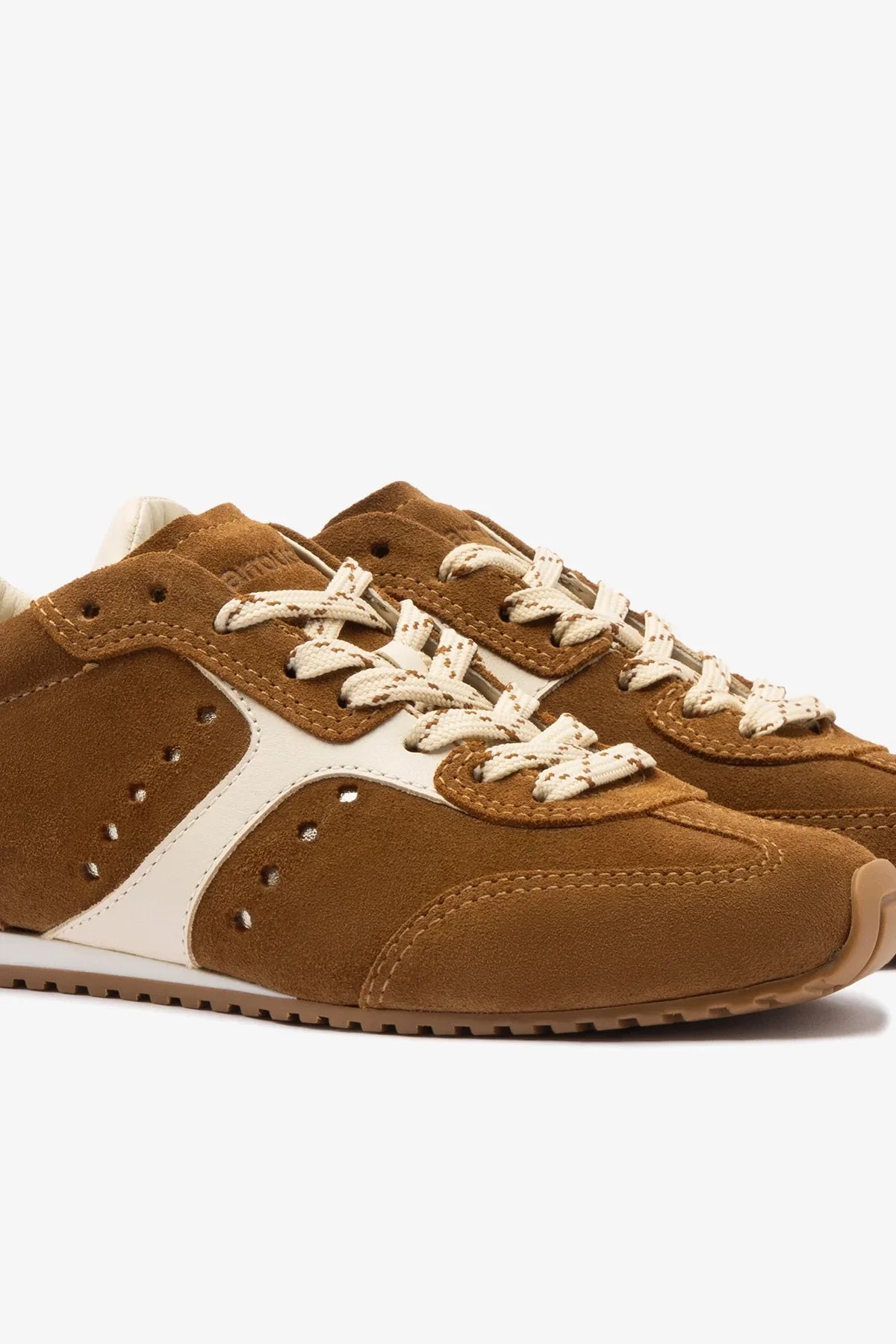 Larroudé Stella Sneaker - Russet Suede / Ivory
