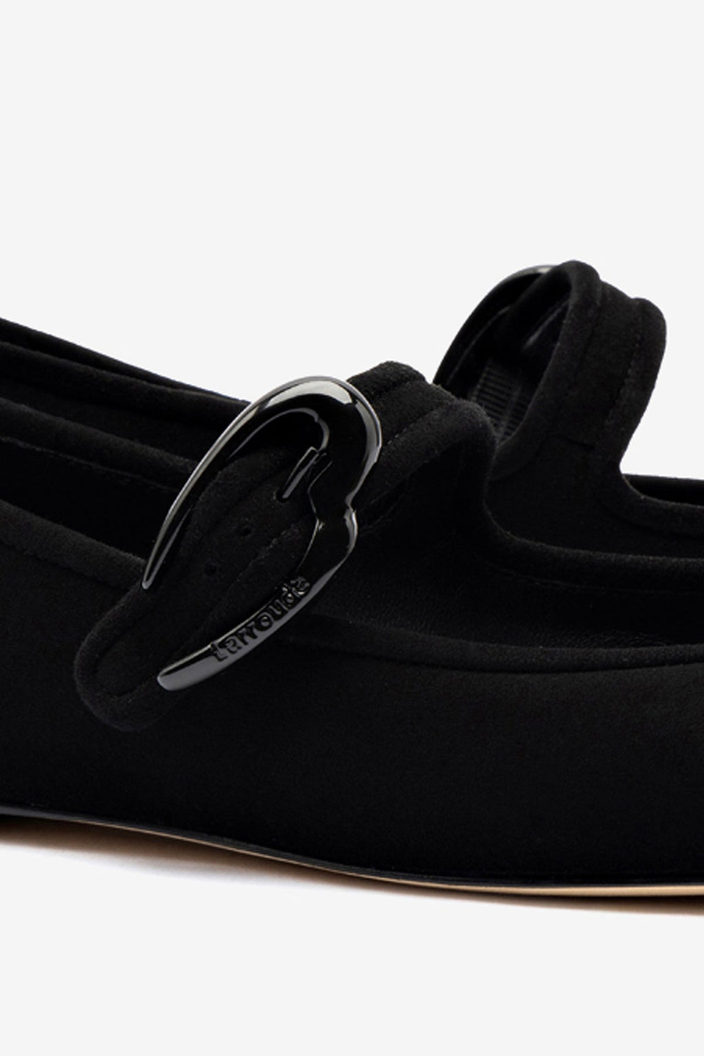 Larroudé Verona Ballet Flat - Black Suede