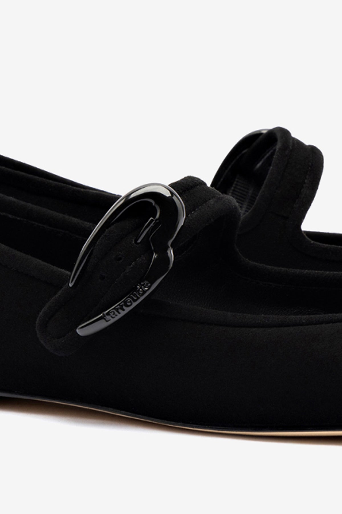 Larroudé Verona Ballet Flat - Black Suede