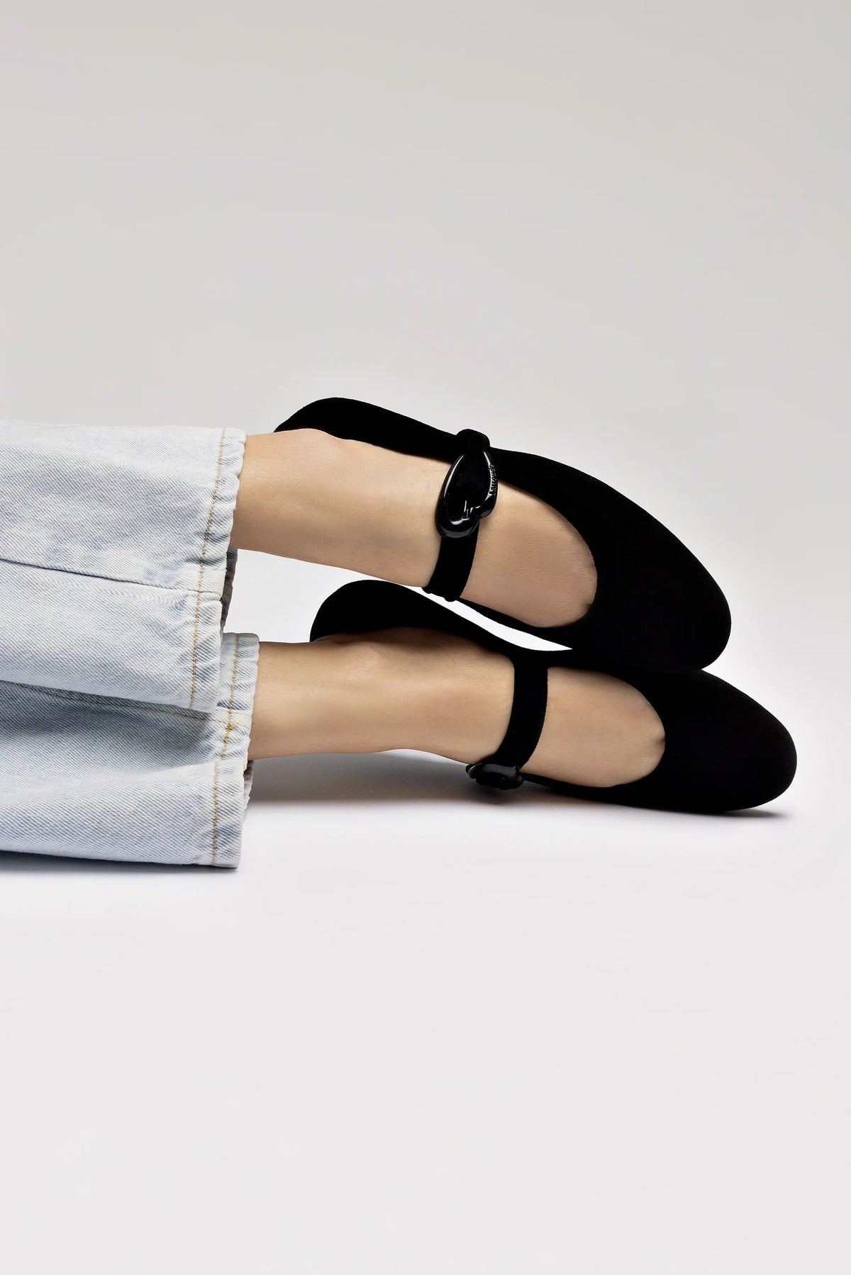 Larroudé Verona Ballet Flat - Black Suede