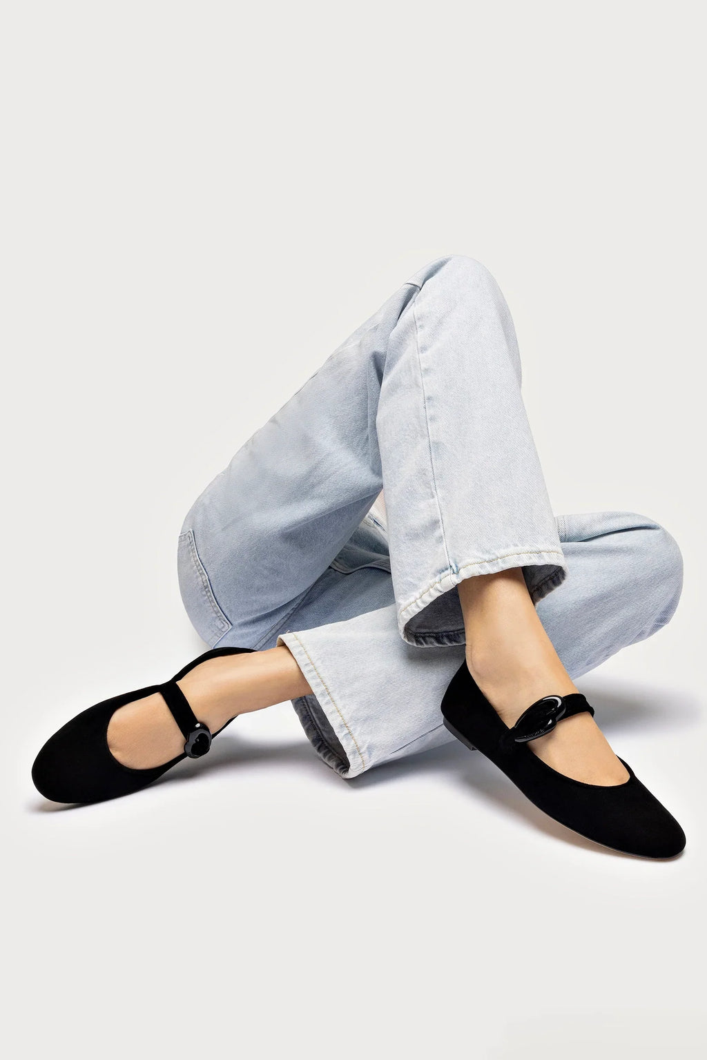 Larroudé Verona Ballet Flat - Black Suede