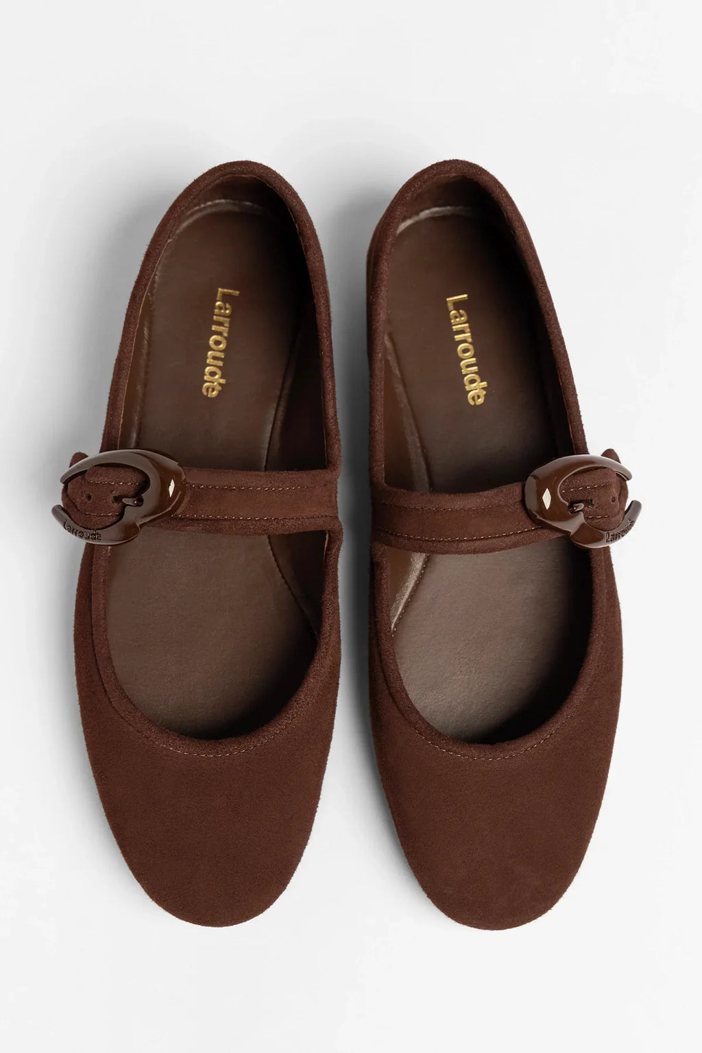 Larroudé Verona Ballet Flat - Brown Suede
