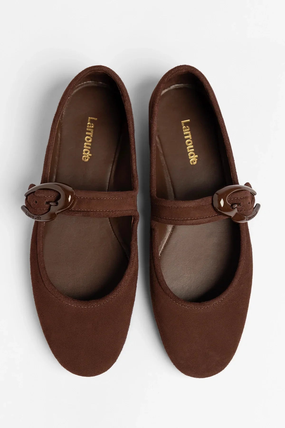 Larroudé Verona Ballet Flat - Brown Suede