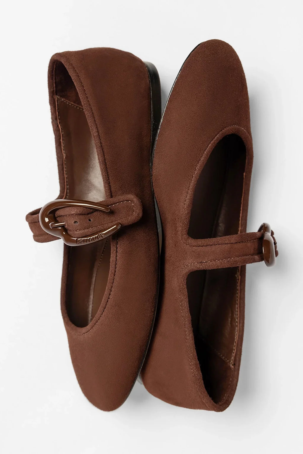 Larroudé Verona Ballet Flat - Brown Suede