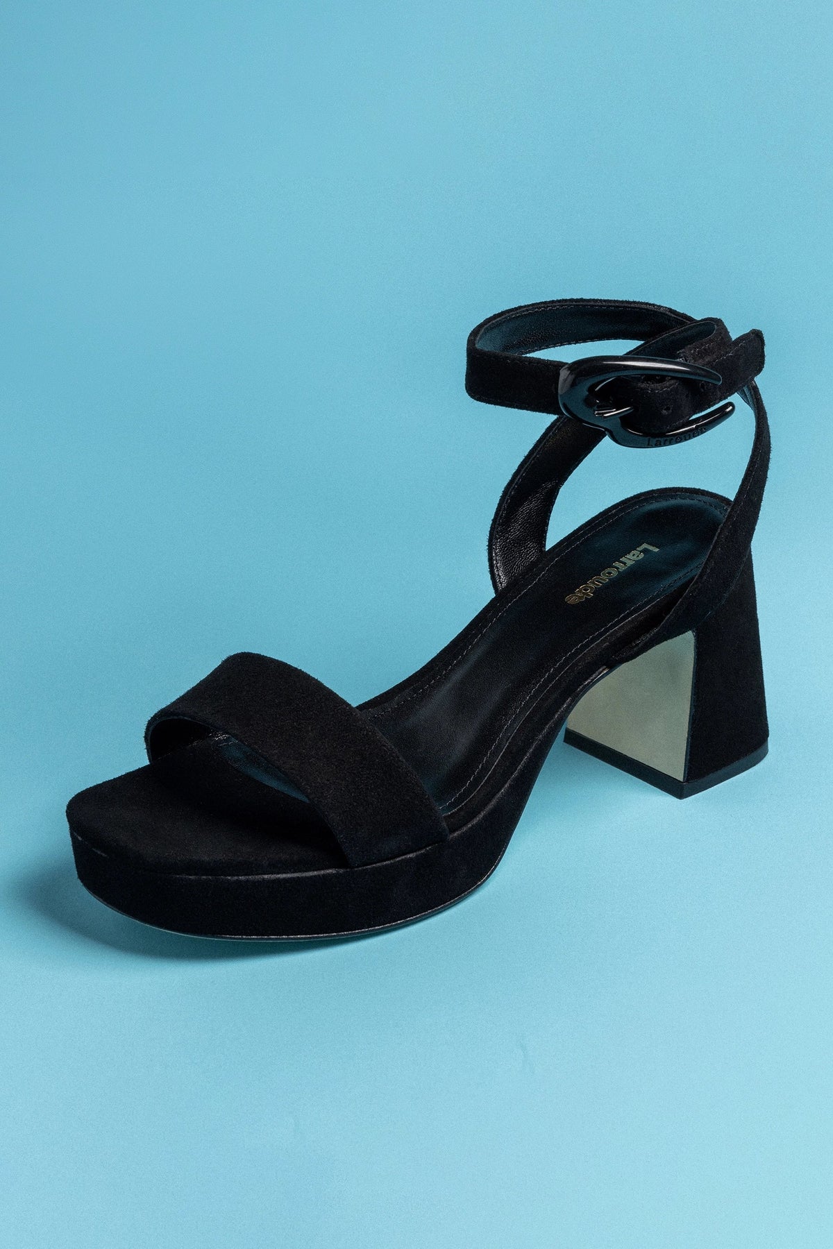 Larroudé Dolly Verona Low Sandal - Black Suede