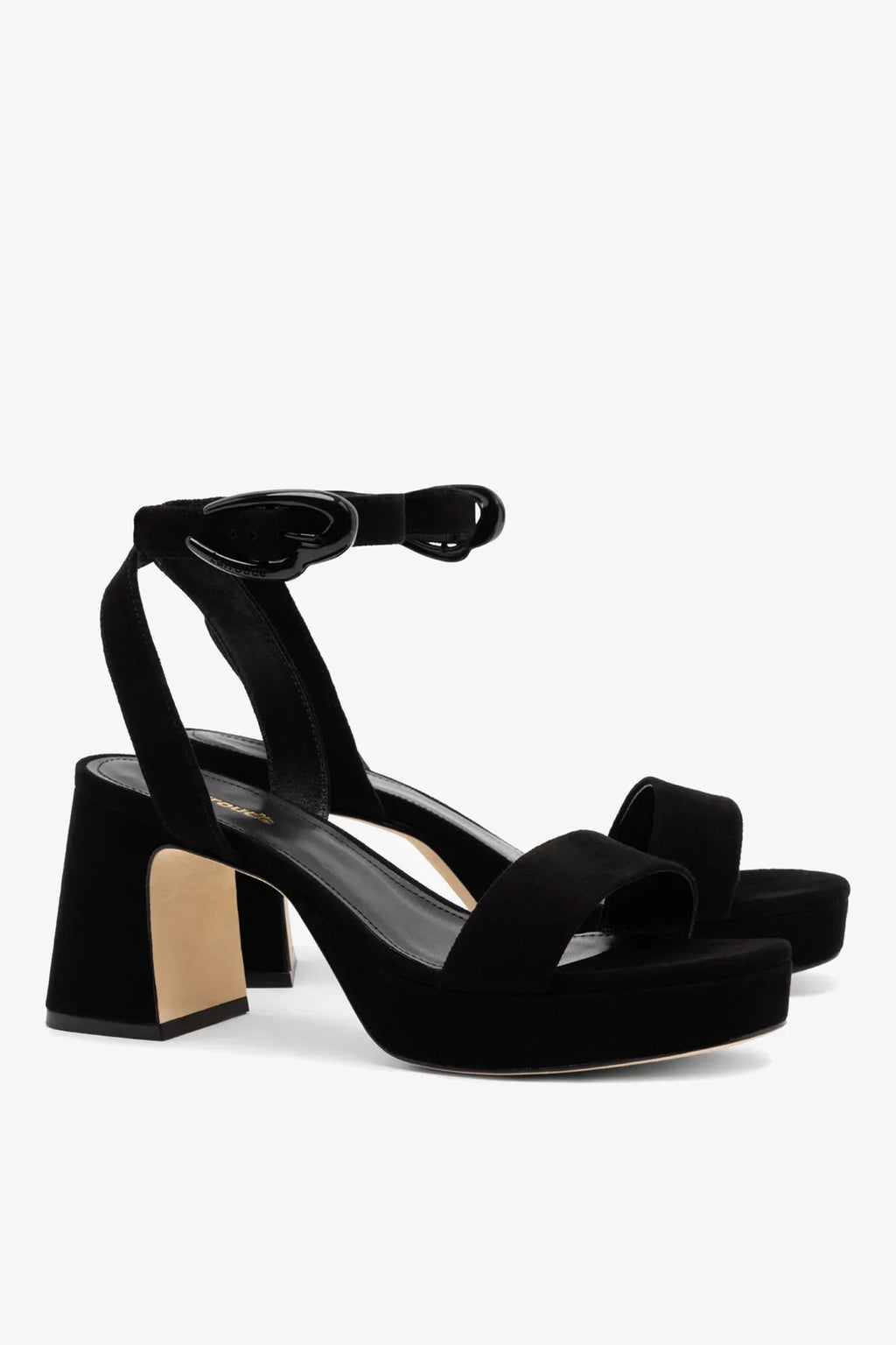 Larroudé Dolly Verona Low Sandal - Black Suede