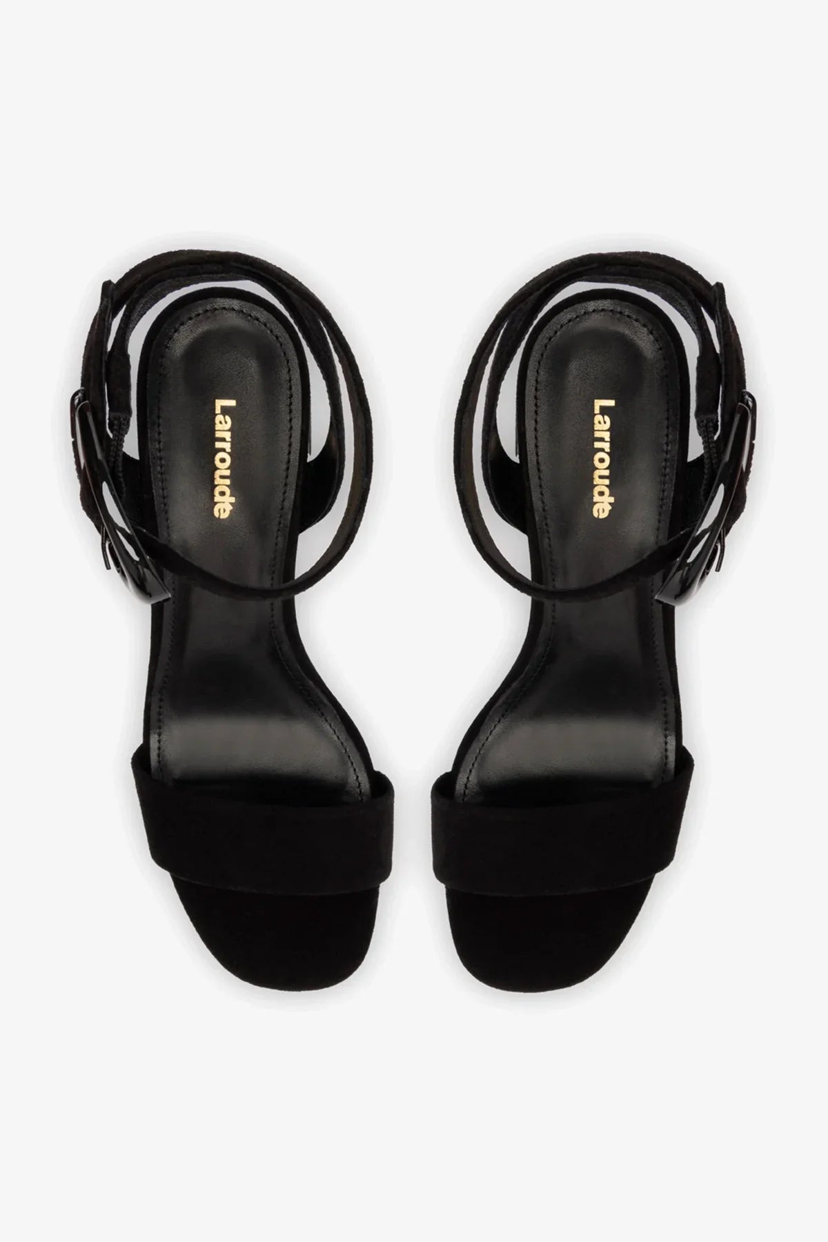 Larroudé Dolly Verona Low Sandal - Black Suede