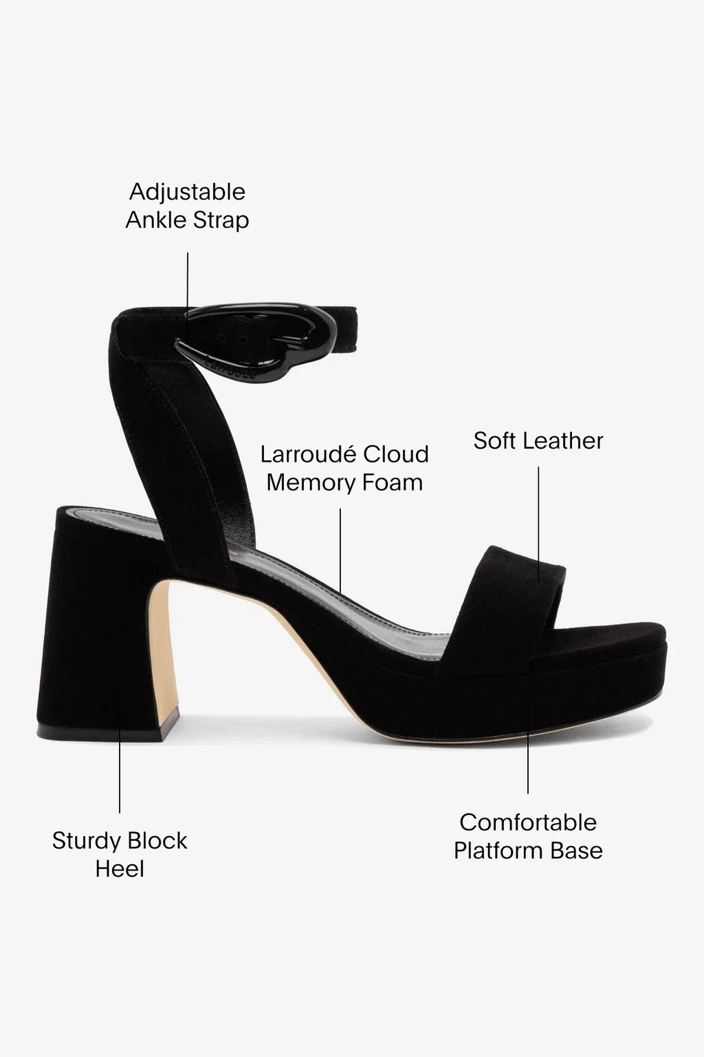 Larroudé Dolly Verona Low Sandal - Black Suede