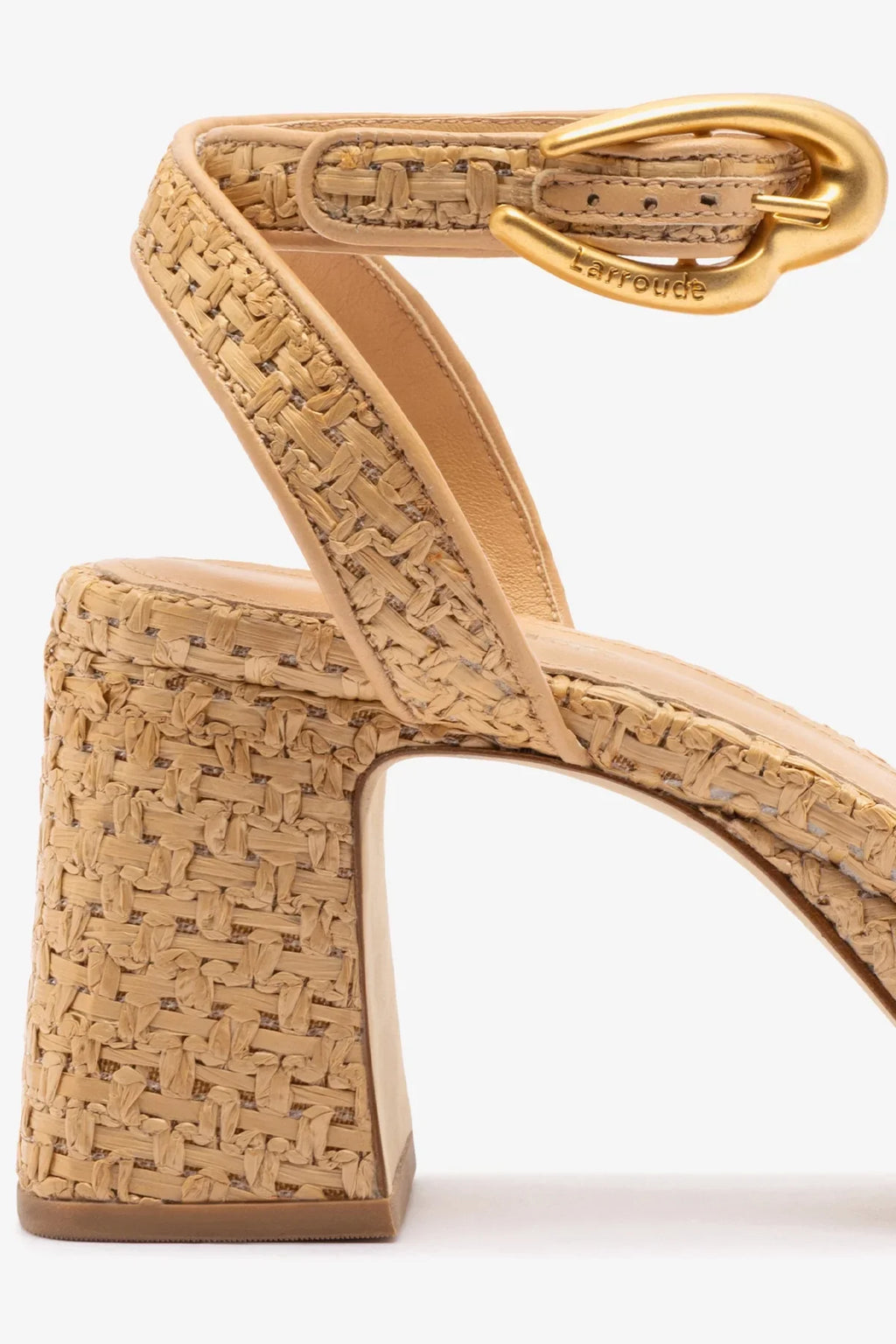 Larroudé Dolly Verona Low Sandal - Natural Raffia / Beige