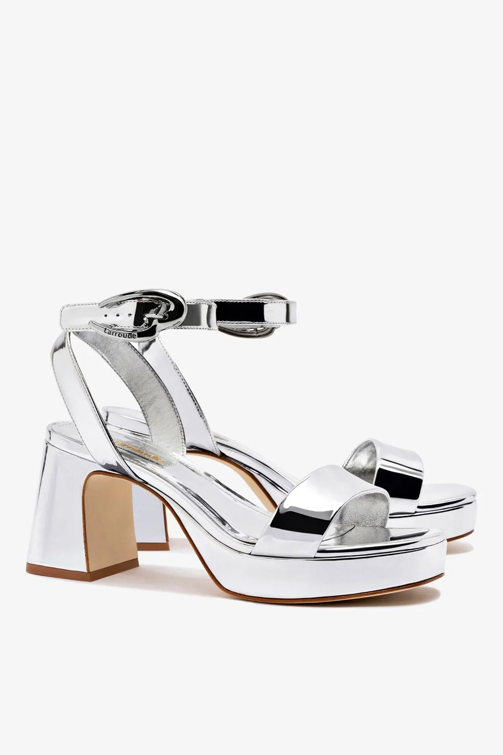 Larroudé Dolly Verona Low Sandal - Silver Specchio