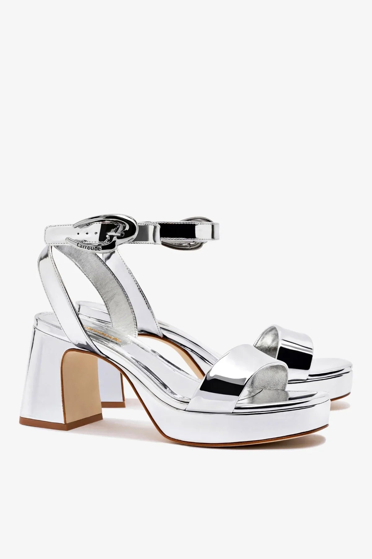Larroudé Dolly Verona Low Sandal - Silver Specchio