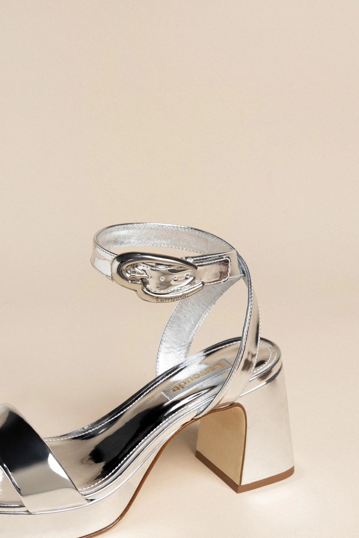 Larroudé Dolly Verona Low Sandal - Silver Specchio