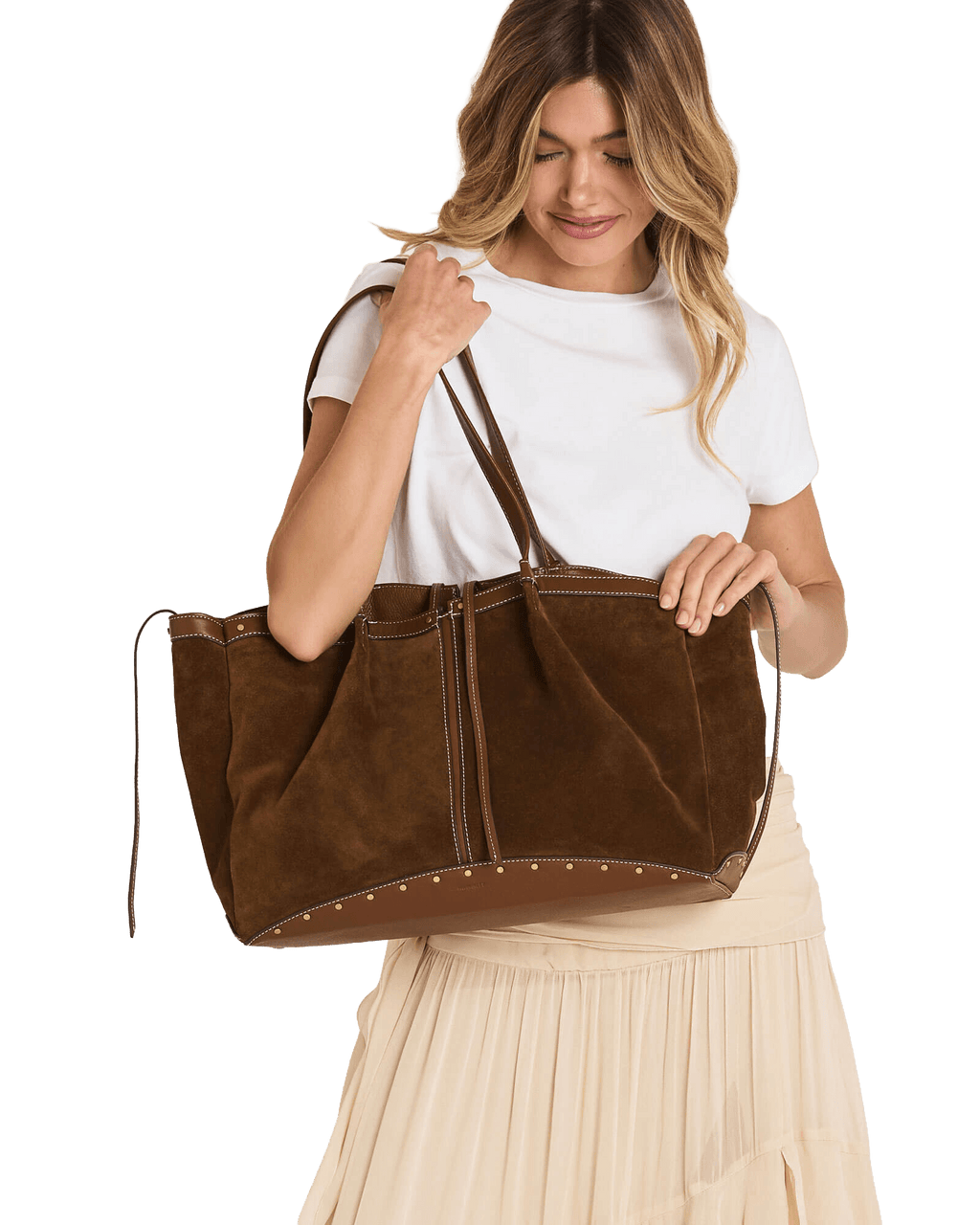 Hammitt Meryl Carryall - Cinnamon Suede / Antique Gold
