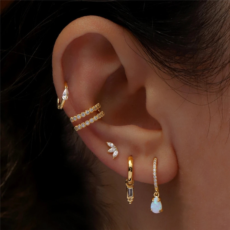 Puces d'oreilles Trio à diamant, fermoir plat