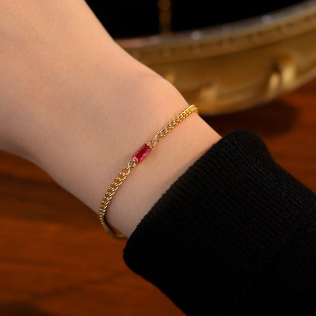 Bracelet Tracy en or avec charm pierre pour femme
