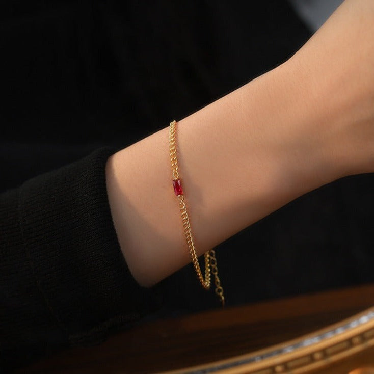 Bracelet Tracy en or avec charm pierre pour femme
