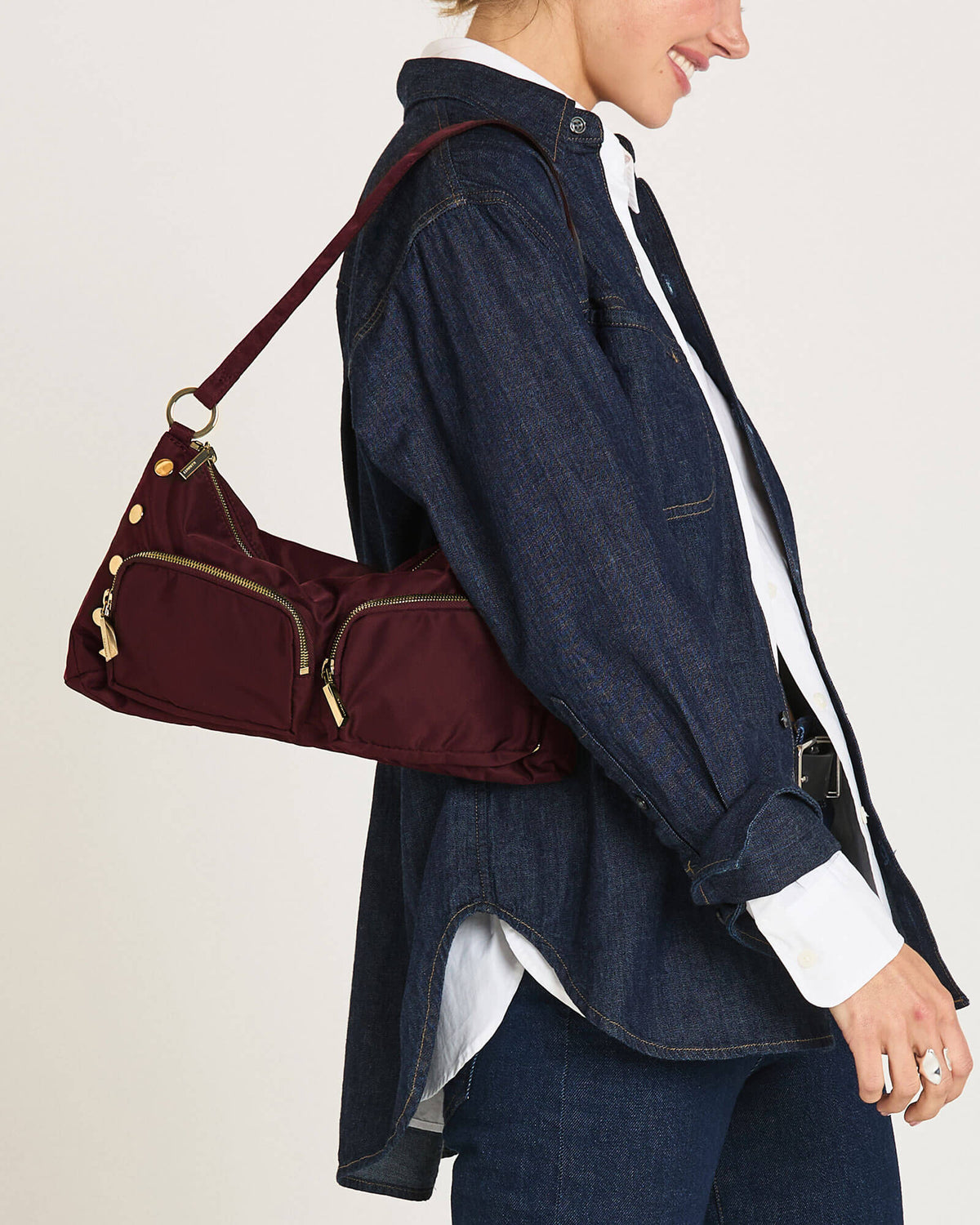 Hammitt Kyle Cargo Medium - Wine Nylon / Gold
