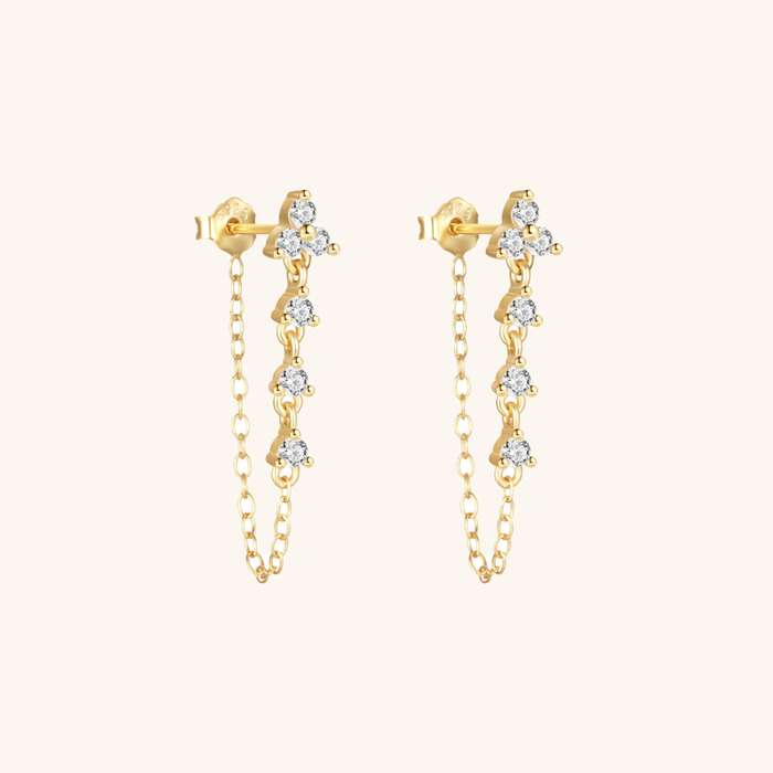 Puces d'oreilles Daniella en or à diamants