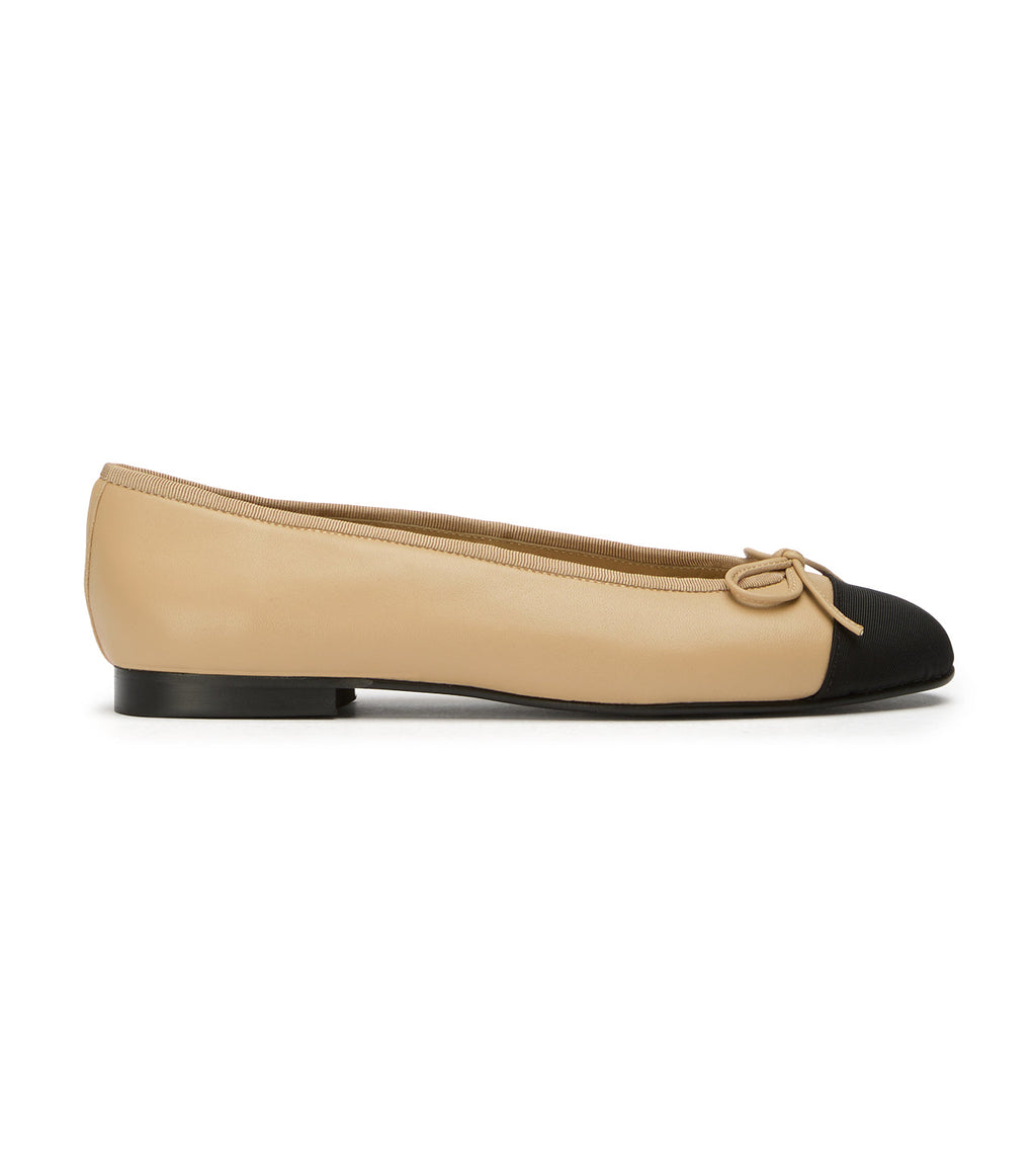 Tony Bianco Robyn - Sand Nappa / Black Grosgrain