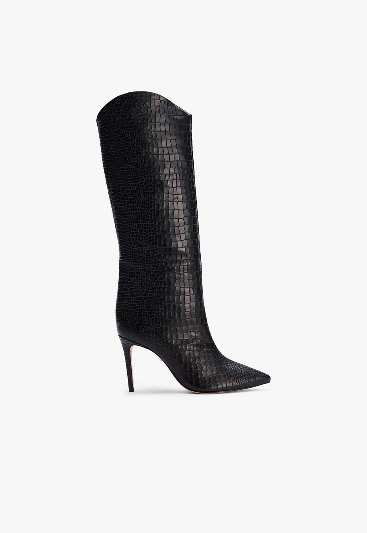 Schutz Maryana Boot - Black Croc Embossed
