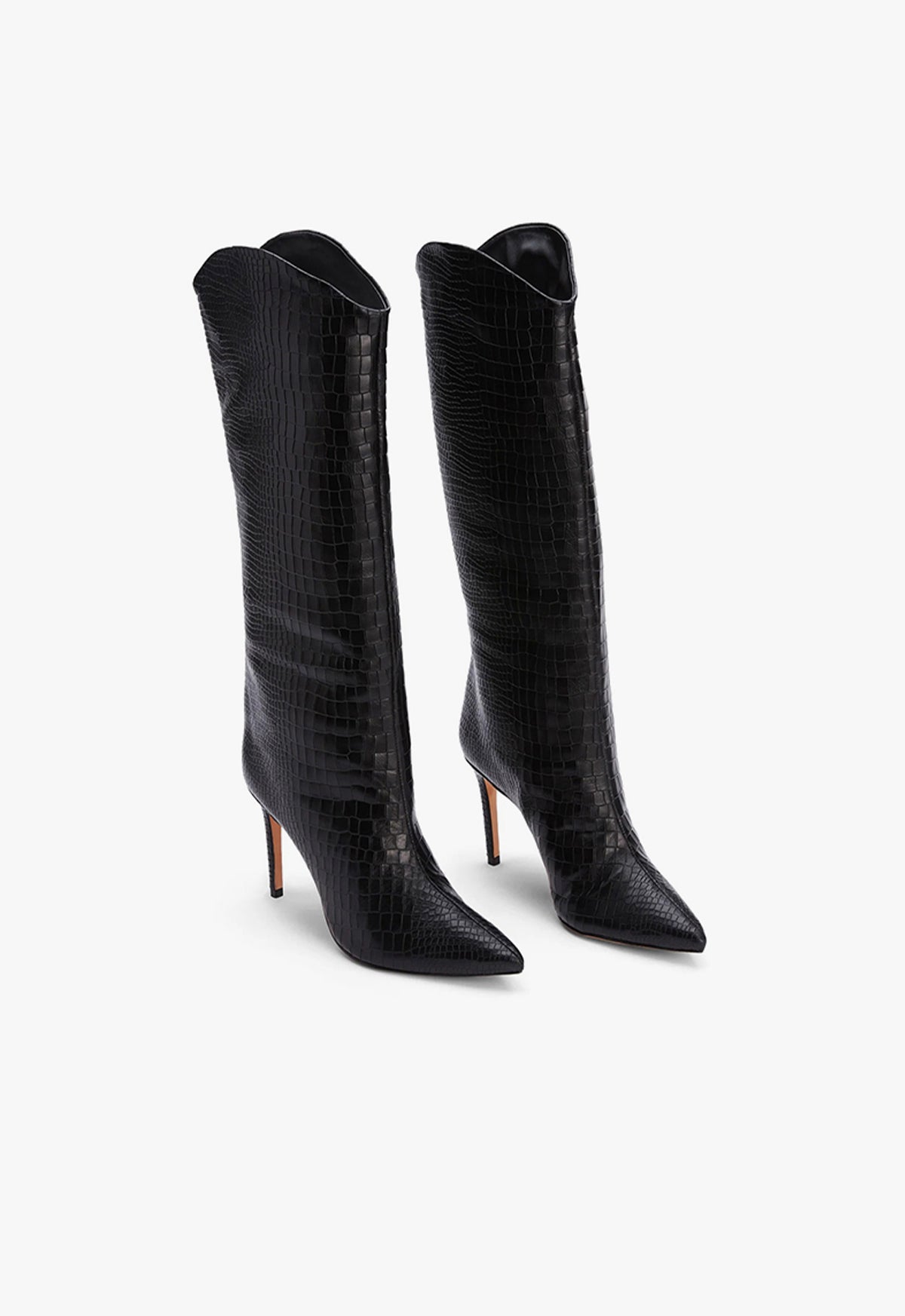 Schutz Maryana Boot - Black Croc Embossed