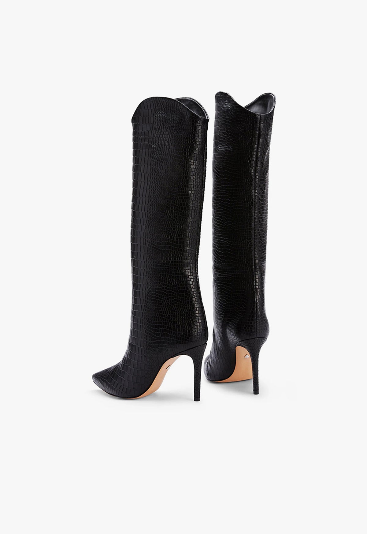 Schutz Maryana Boot - Black Croc Embossed