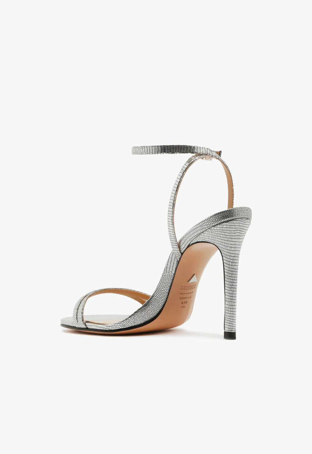 Schutz Altina Sandal - Silver Lizard Embossed