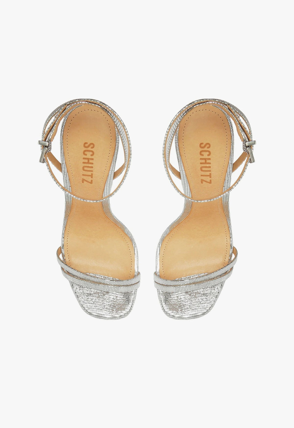Schutz Altina Sandal - Silver Lizard Embossed