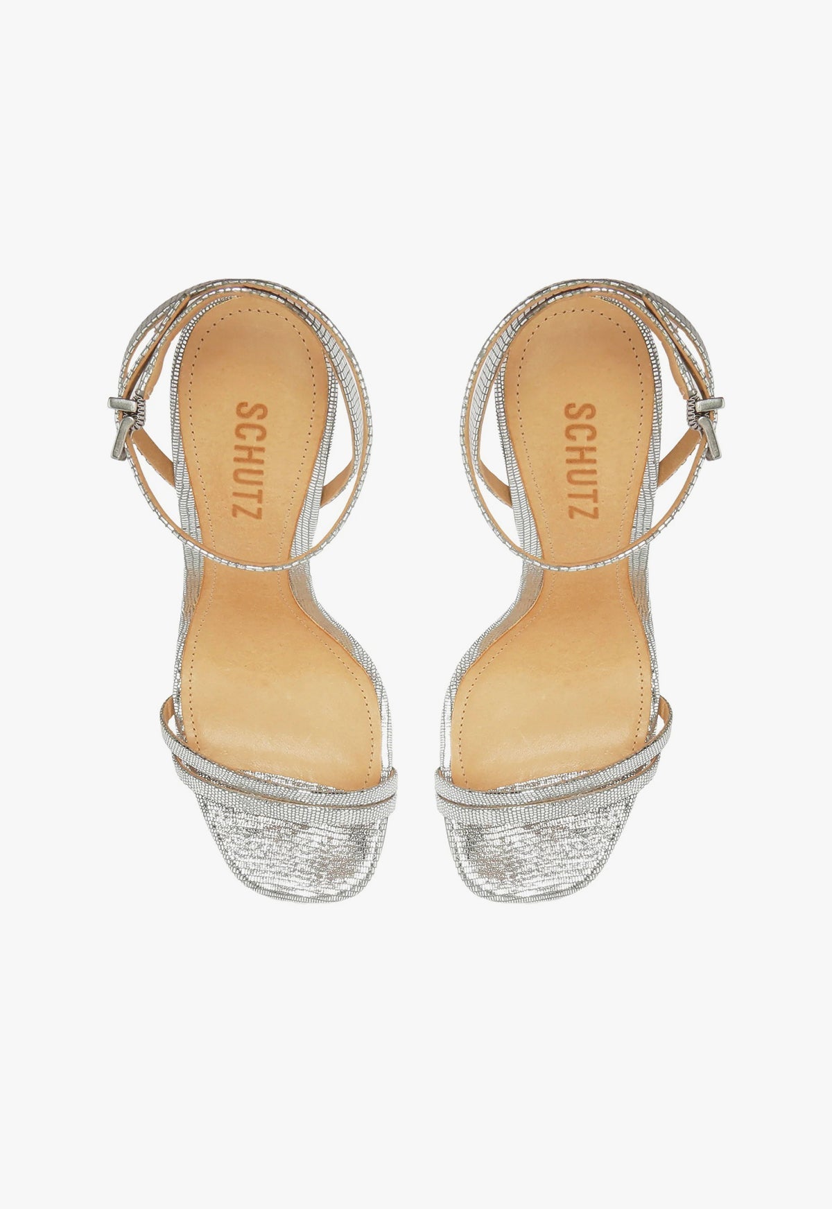 Schutz Altina Sandal - Silver Lizard Embossed